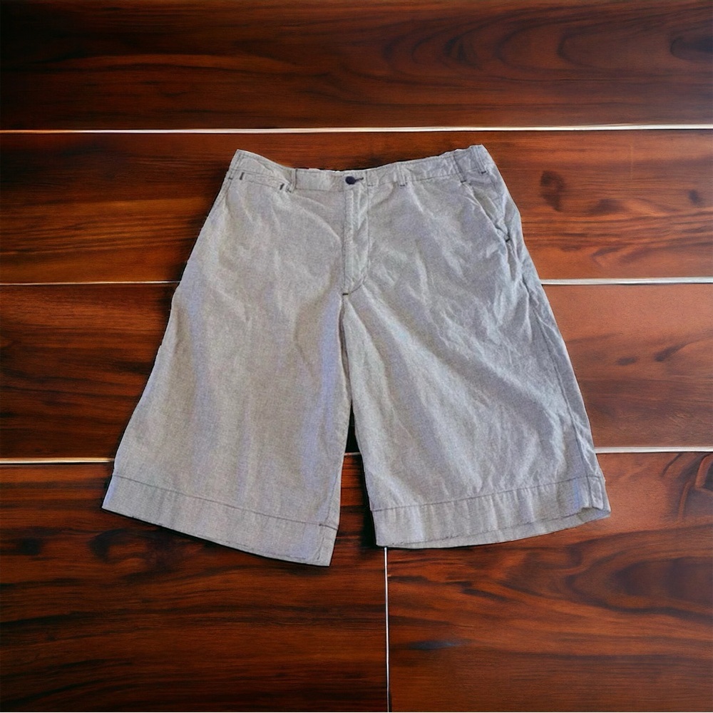 Vtg Polo Jean Co Ralph Lauren Mens Light Blue Houndstooth Print Shorts Size 34